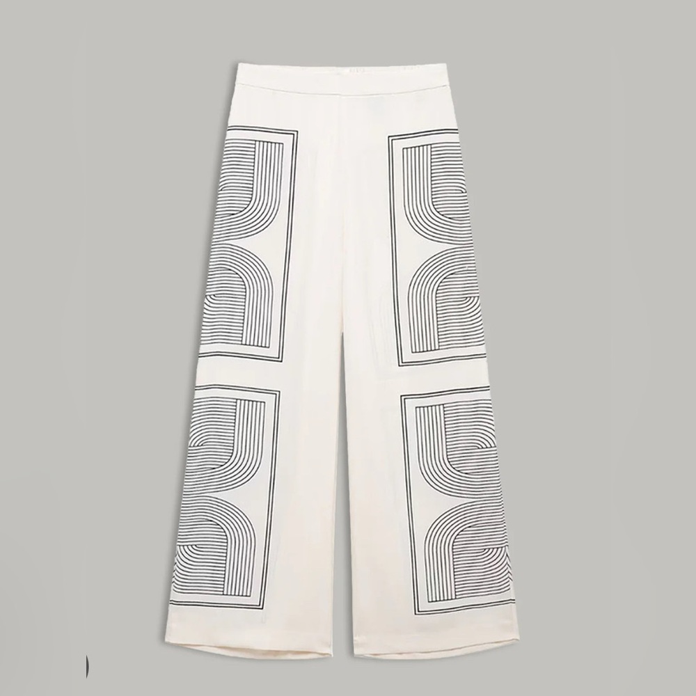H&M Wide-Leg Pants with Geometric Design